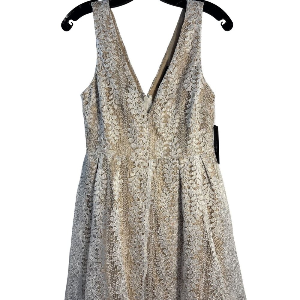 Lulus White & Beige Lace V-Neck Sleeveless Dress - Picture 1 of 11